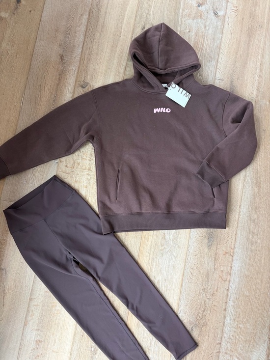 Wilo The Label Tops - WILO Wellness Club Brown Hoodie with Matching Brown Leggings